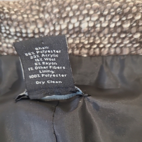 Ann Taylor Wool Blend Tweed Cropped Jacket Blazer grey brown 3/4 sleeve SZ 12 - Picture 5 of 12